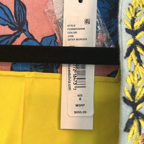 NWT Alice + Olivia Simpson Floral Embroidered Linen Long Blazer Jacket 8 - Picture 8 of 11